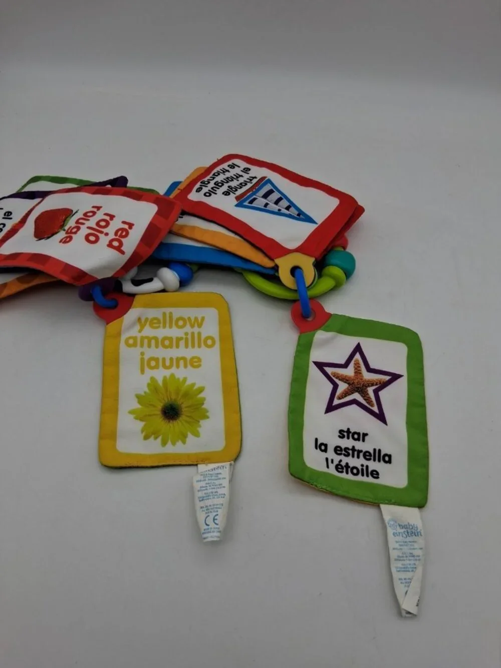 2 Baby Einstein Take Along Discovery Cards Clip-on Crinkle Teether ABC's & 123's